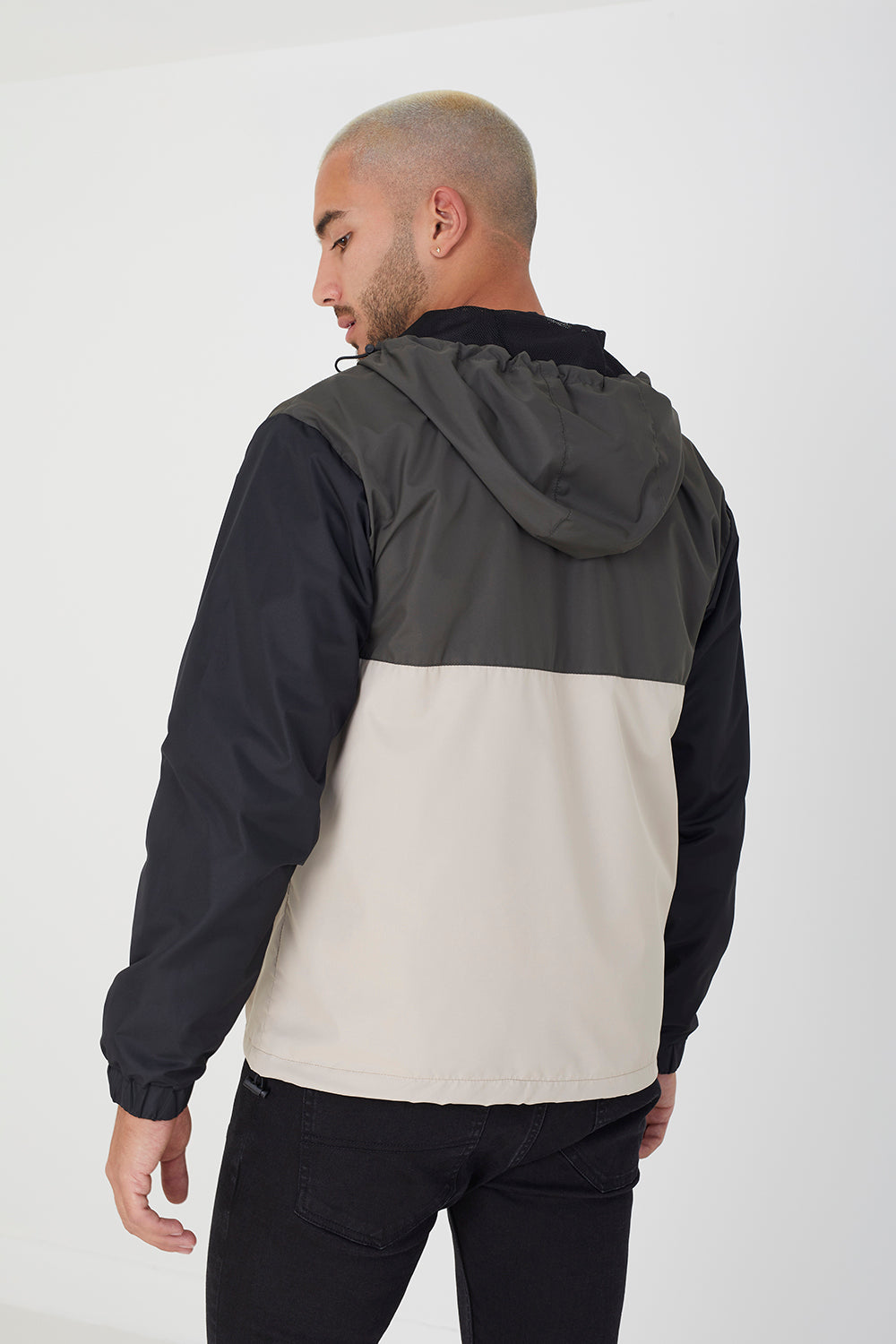 Brave Soul Khaki Colourblock Hooded Windrunner Jacket - Khaki Image 2