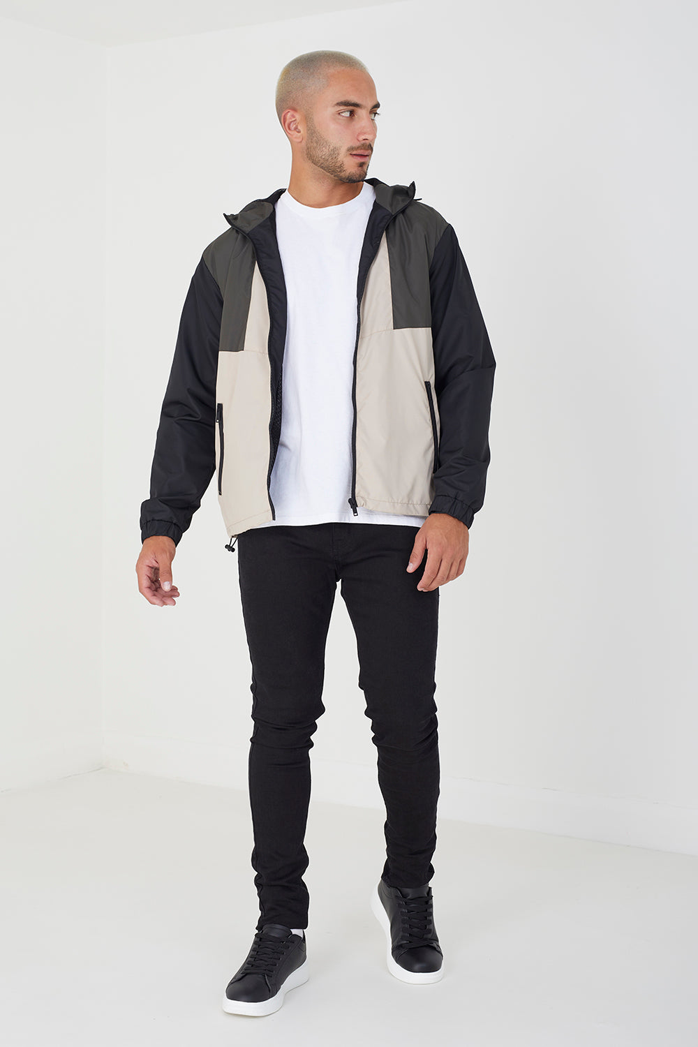 Brave Soul Khaki Colourblock Hooded Windrunner Jacket - Khaki Image 3