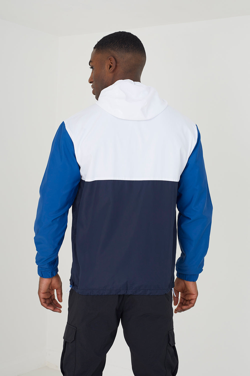 Brave Soul Navy Colourblock Hooded Windrunner Jacket - Navy Image 3