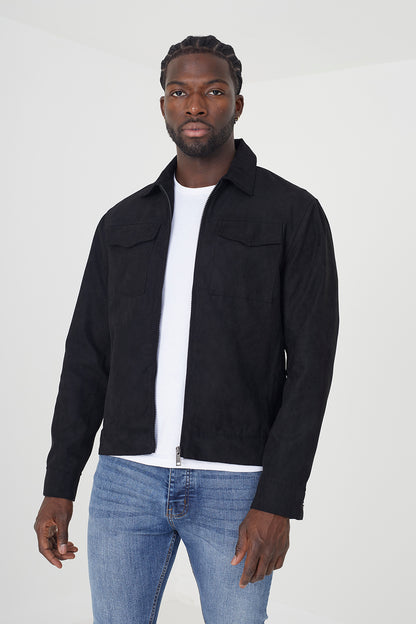 Brave Soul Black Faux Suede Jacket - Black Image 1