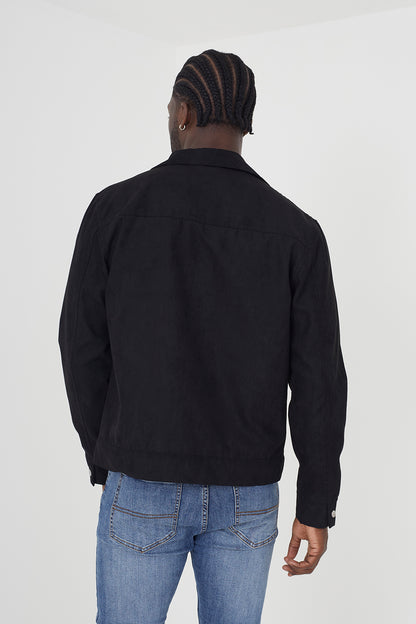 Brave Soul Black Faux Suede Jacket - Black Image 2