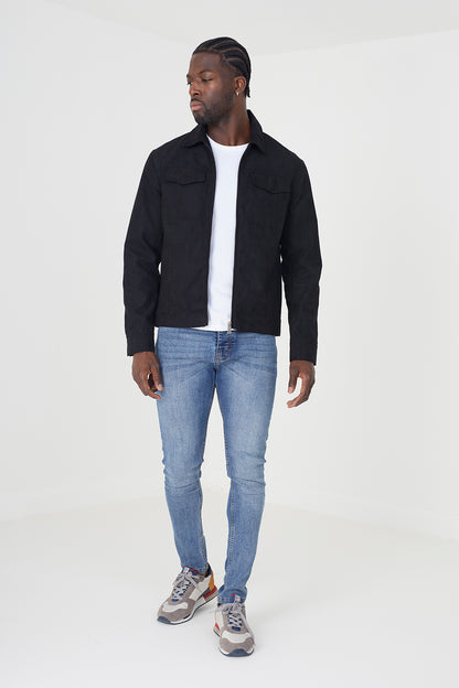 Brave Soul Black Faux Suede Jacket - Black Image 3