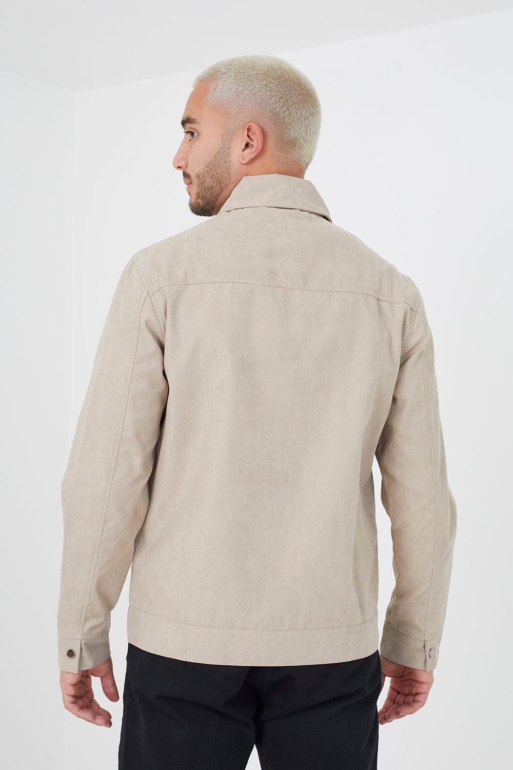 Brave Soul Stone Faux Suede Jacket - Stone Image 2