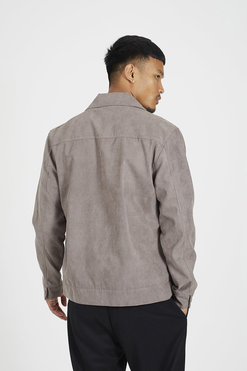 Brave Soul Taupe Faux Suede Patch Pocket Jacket - Taupe Image 2