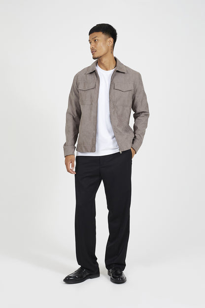 Brave Soul Taupe Faux Suede Patch Pocket Jacket - Taupe Image 3