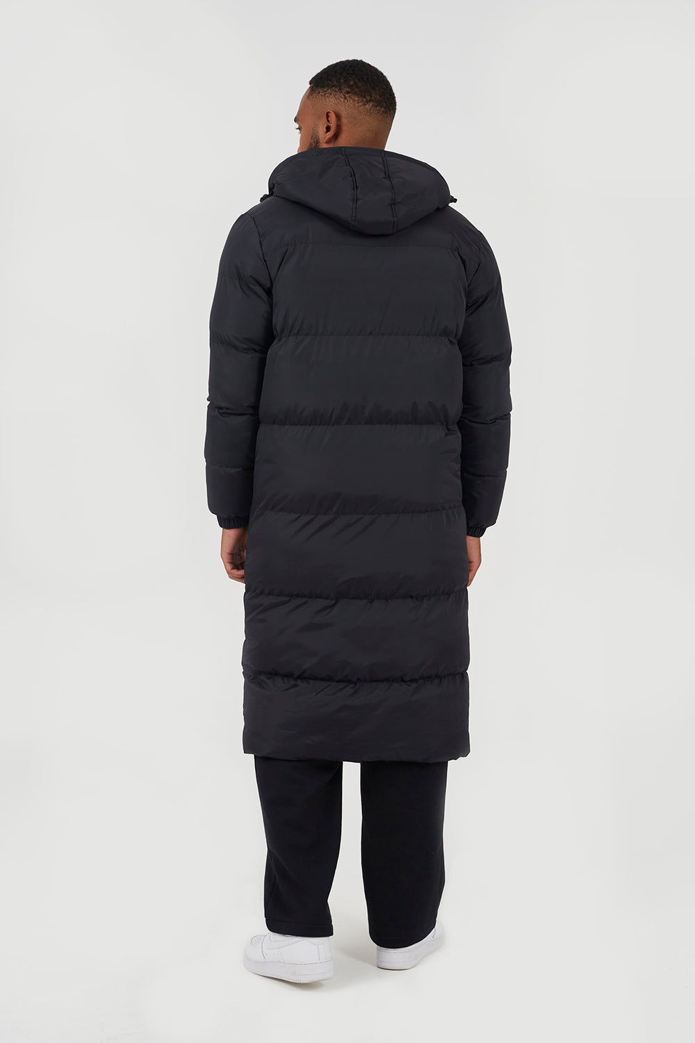 Brave Soul Black Long Length Hooded Padded Puffer Coat - Black Image 2