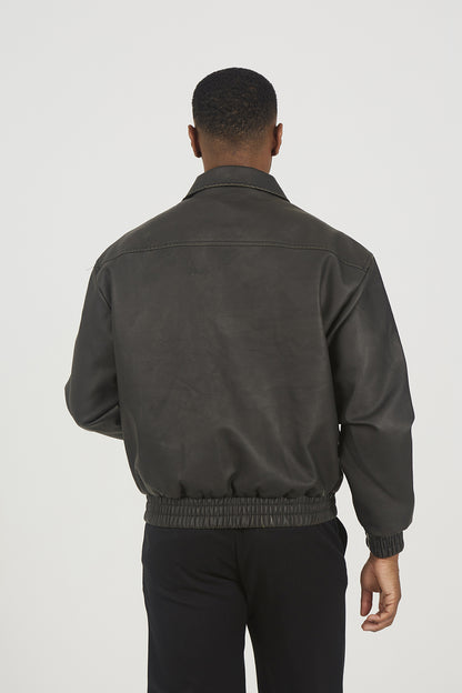 Brave Soul Black Faux Leather Oversized Bomber Jacket - Black Image 2