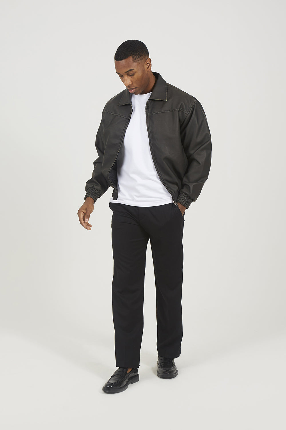 Brave Soul Black Faux Leather Oversized Bomber Jacket - Black Image 3