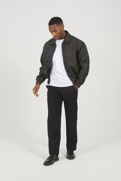 Brave Soul Black Faux Leather Oversized Bomber Jacket - Black Image 3