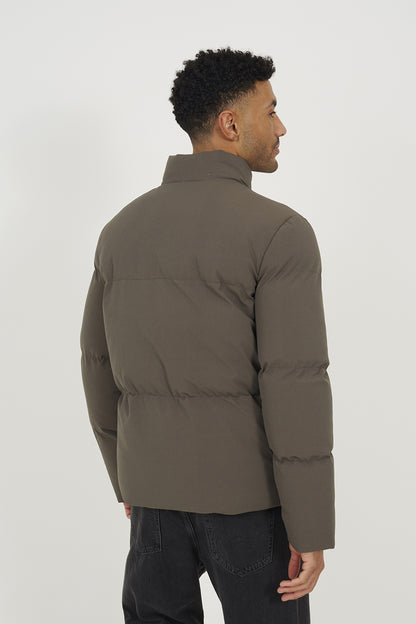 Brave Soul Taupe Funnel Neck Padded Jacket - Taupe Image 2