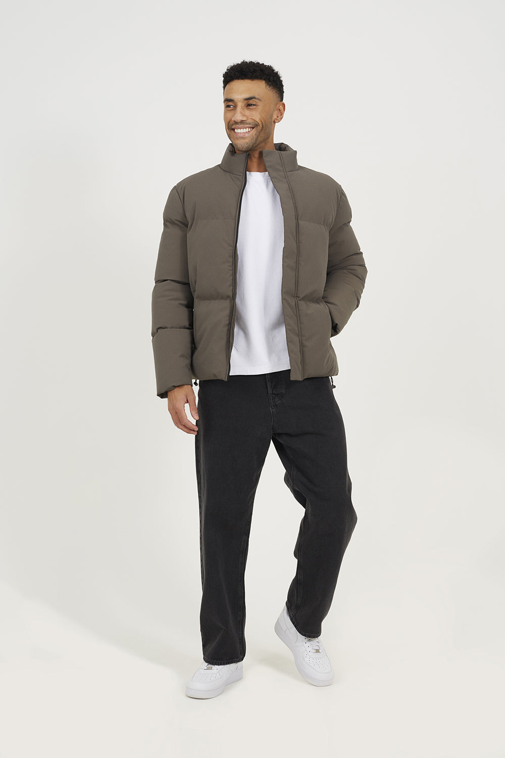 Brave Soul Taupe Funnel Neck Padded Jacket - Taupe Image 3