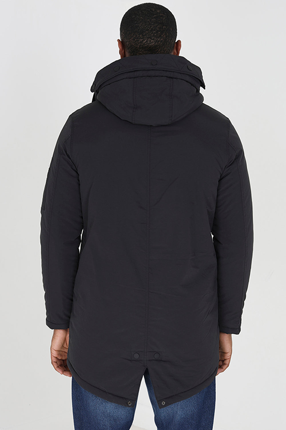 Brave Soul Black Sherpa Lined Hooded Parka Jacket - Black Image 2