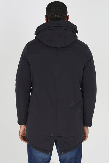 Brave Soul Black Sherpa Lined Hooded Parka Jacket - Black Image 2