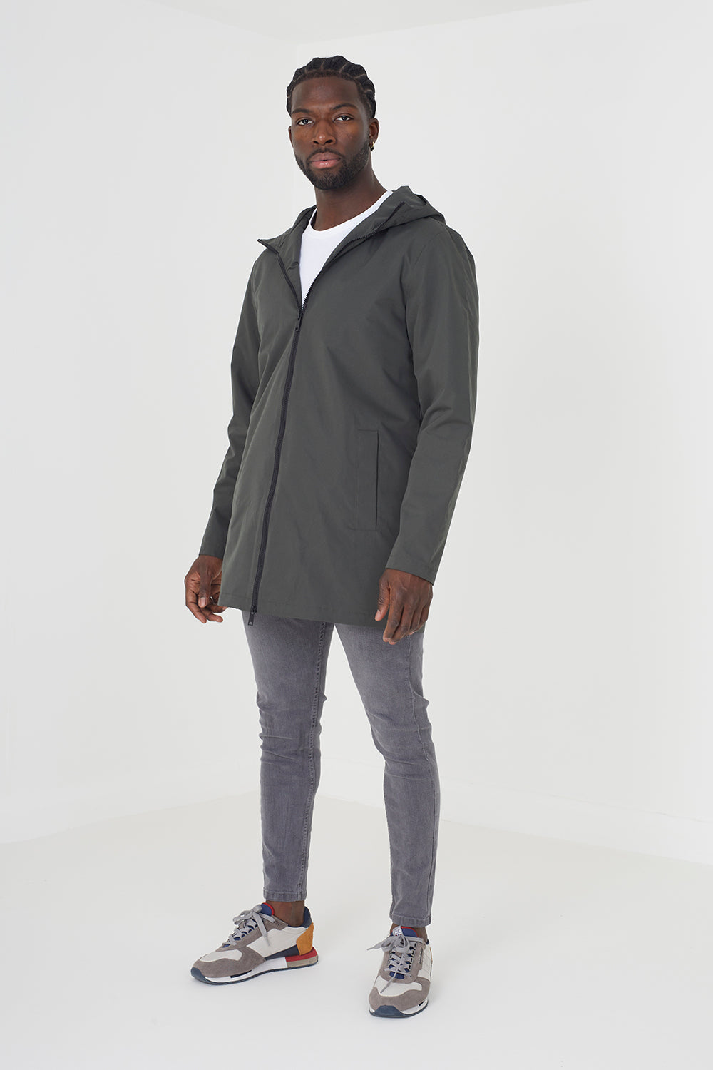 Brave Soul Khaki Zip Through Mac - Khaki Image 1