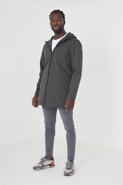 Brave Soul Khaki Zip Through Mac - Khaki Image 1