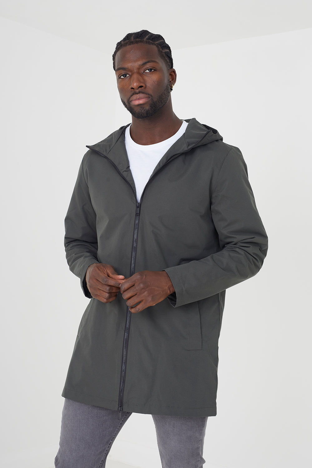 Brave Soul Khaki Zip Through Mac - Khaki Image 2