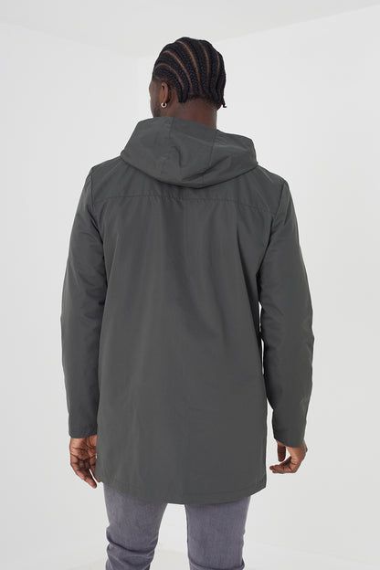Brave Soul Khaki Zip Through Mac - Khaki Image 3