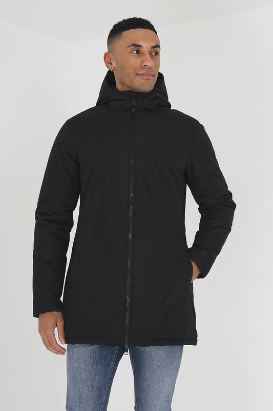 Brave Soul Black Padded Hooded Mac - Black Image 1