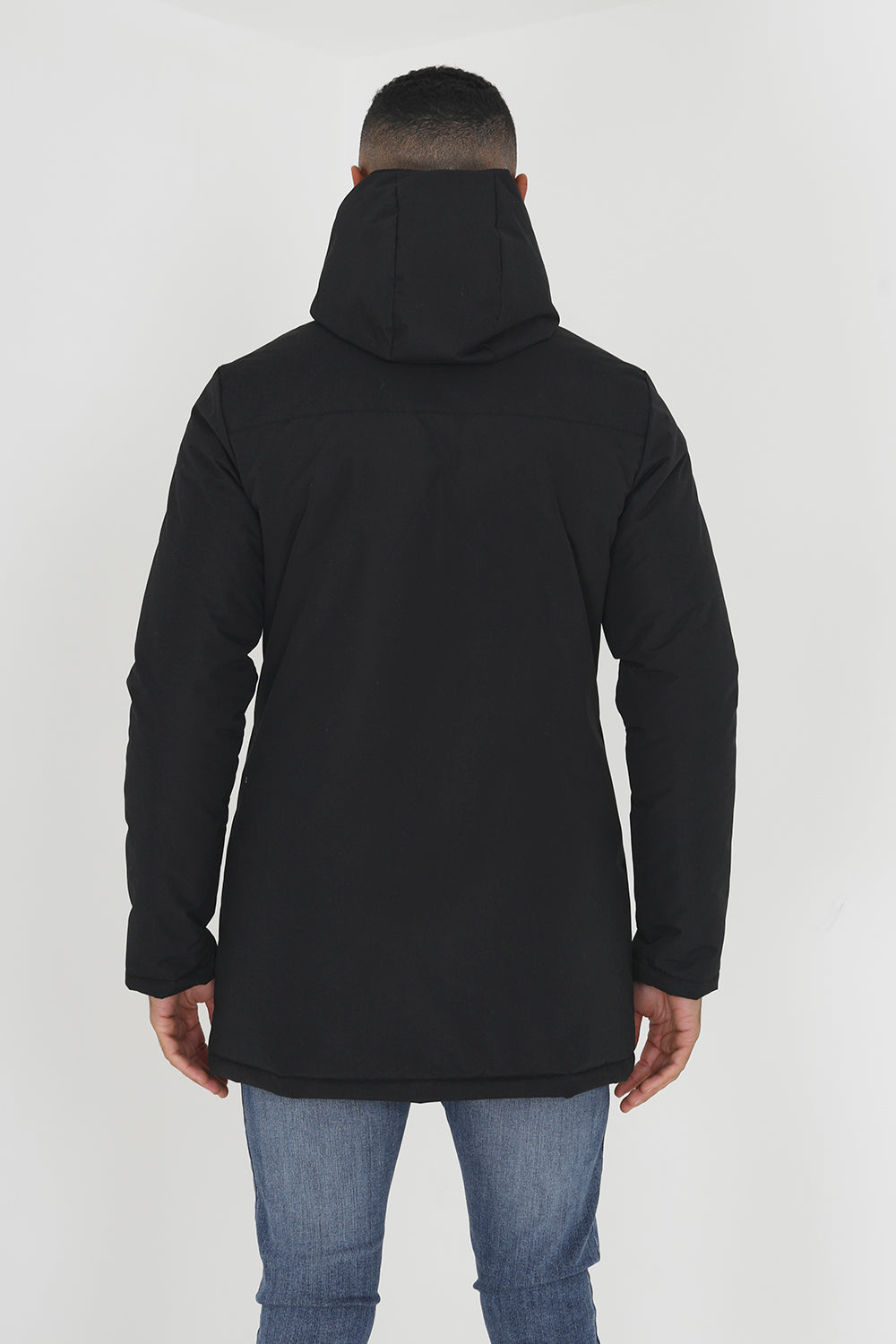 Brave Soul Black Padded Hooded Mac - Black Image 2