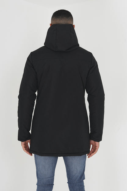 Brave Soul Black Padded Hooded Mac - Black Image 2