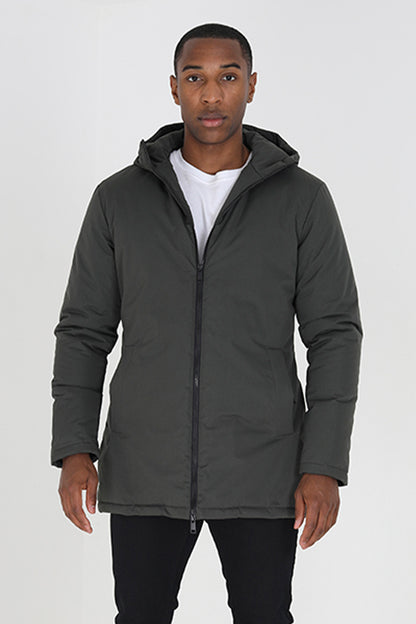 Brave Soul Khaki Padded Hooded Mac - Khaki Image 1