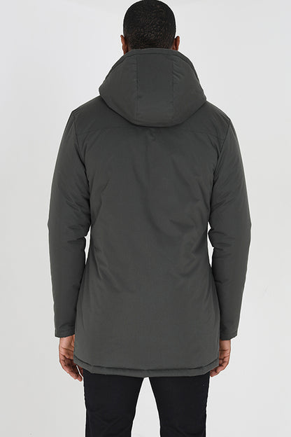 Brave Soul Khaki Padded Hooded Mac - Khaki Image 2