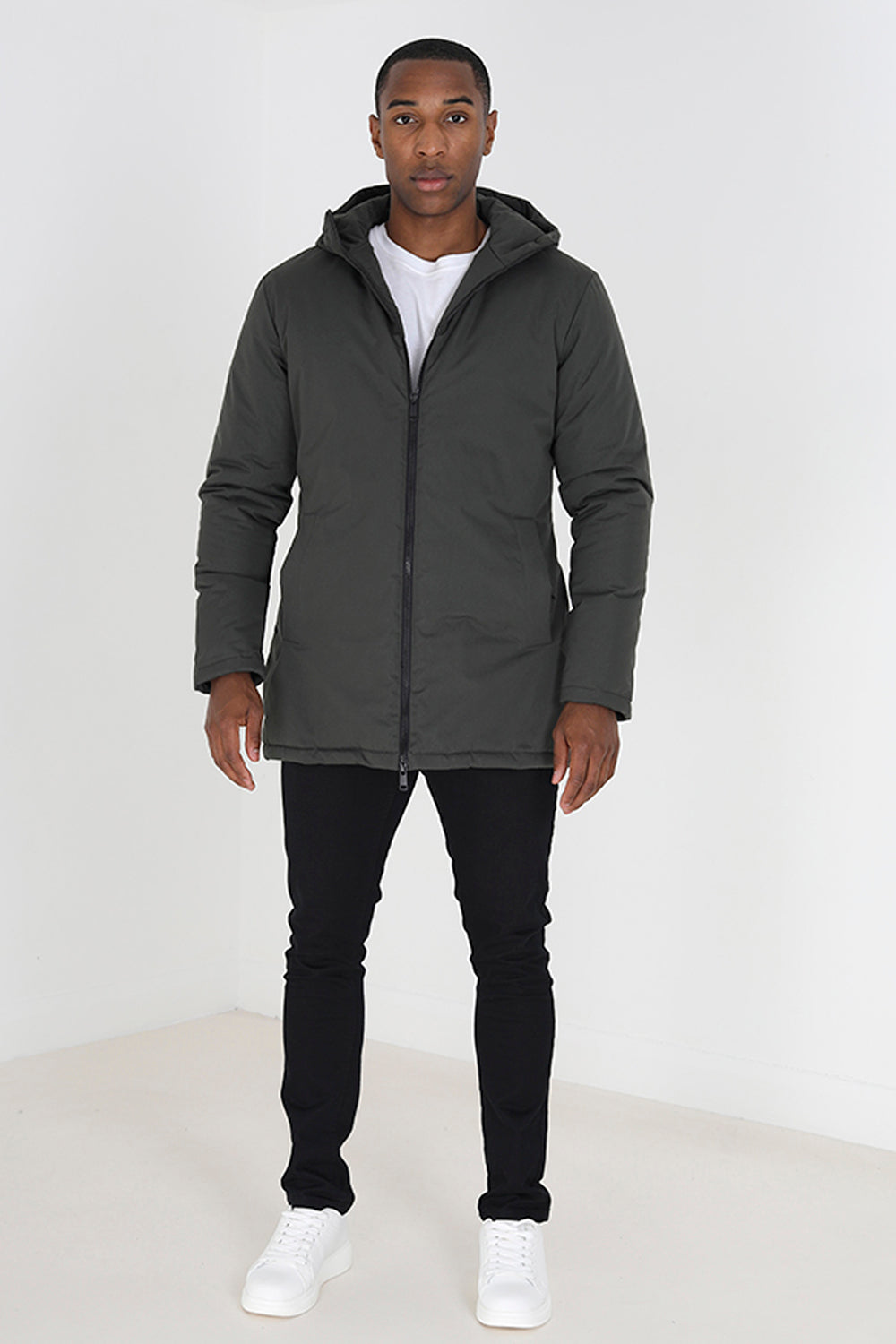 Brave Soul Khaki Padded Hooded Mac - Khaki Image 3