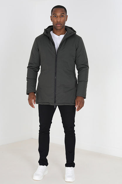 Brave Soul Khaki Padded Hooded Mac - Khaki Image 3