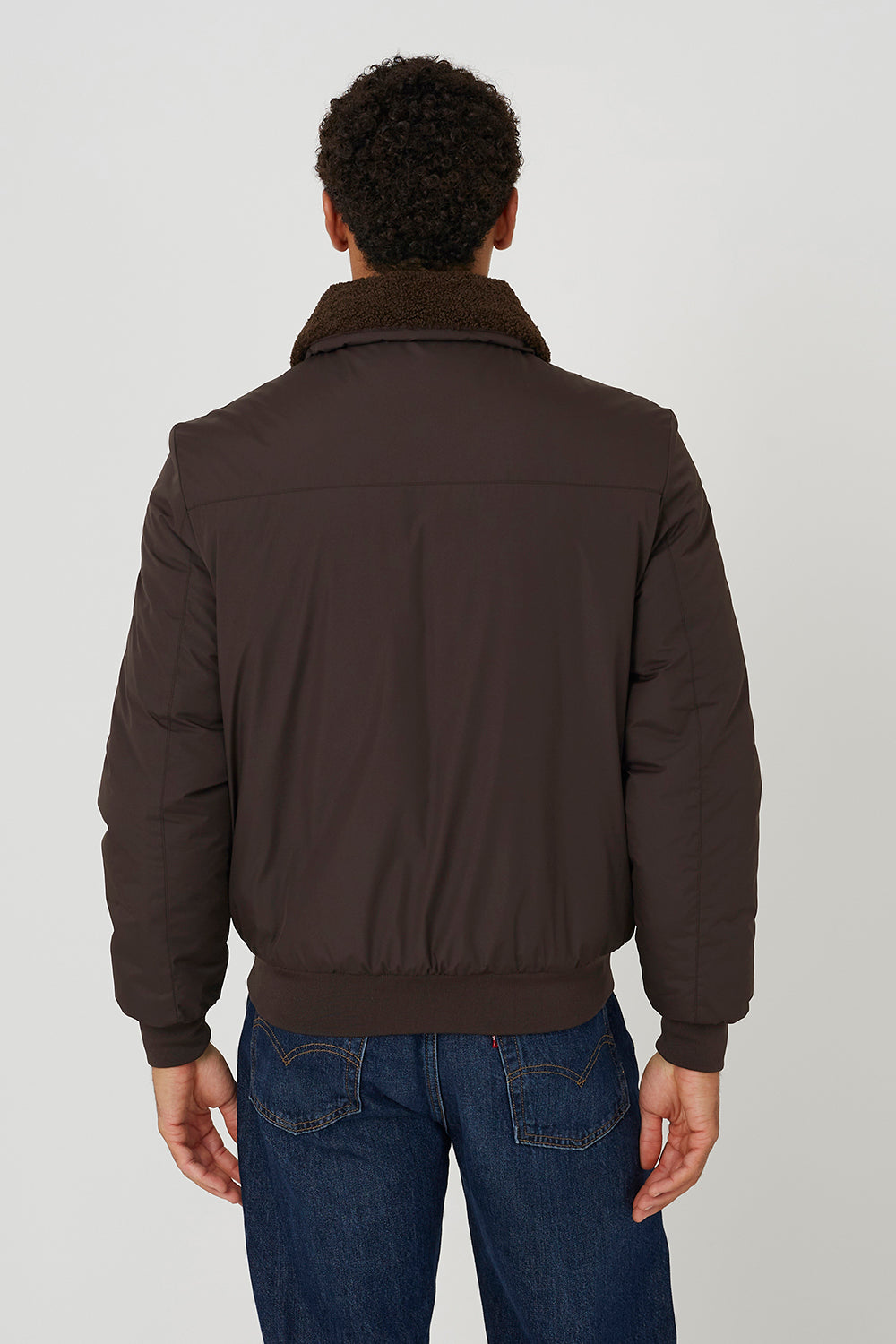 Brave Soul Brown Harrington Jacket with Borg Collar - Brown Image 2