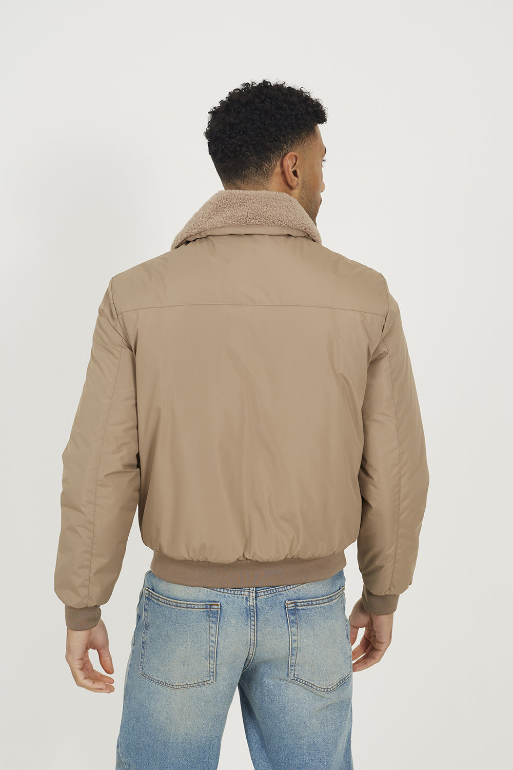 Brave Soul Stone Harrington Jacket with Borg Collar - Stone Image 2