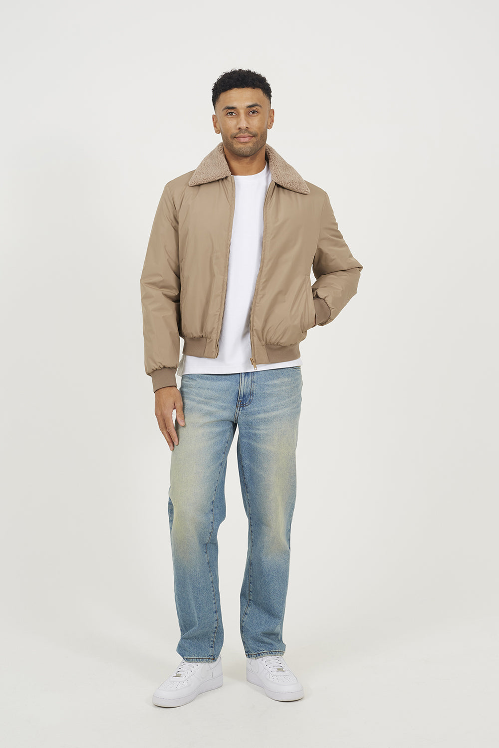 Brave Soul Stone Harrington Jacket with Borg Collar - Stone Image 3