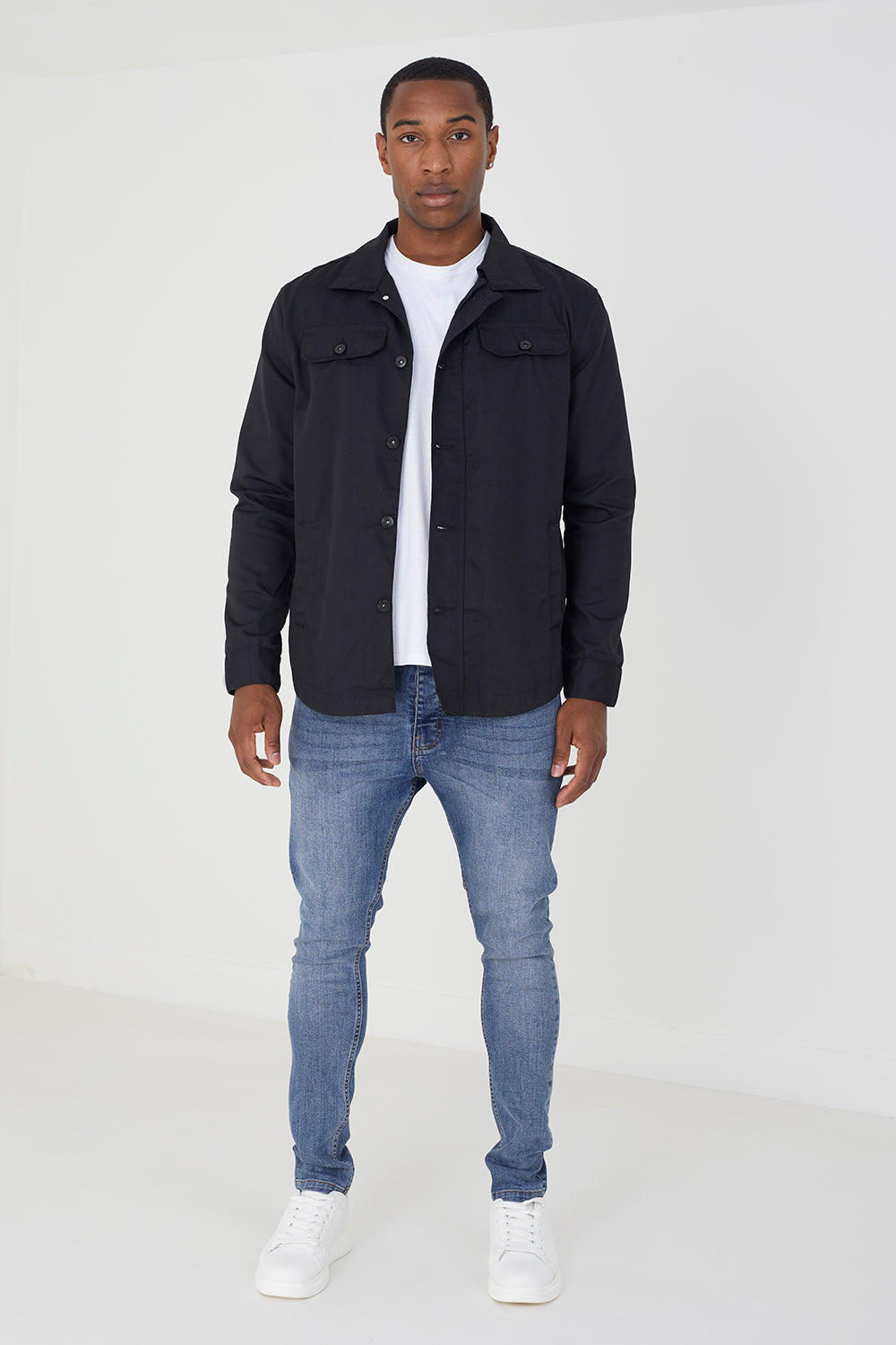 Brave Soul Black Button Through Utility Jacket - Black Image 1