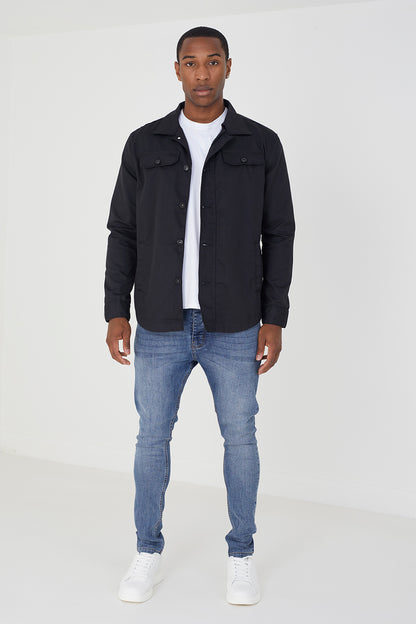 Brave Soul Black Button Through Utility Jacket - Black Image 1