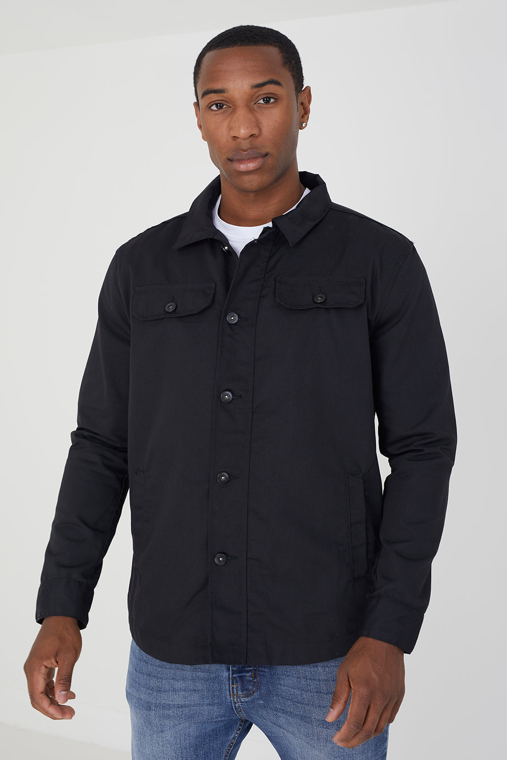 Brave Soul Black Button Through Utility Jacket - Black Image 2