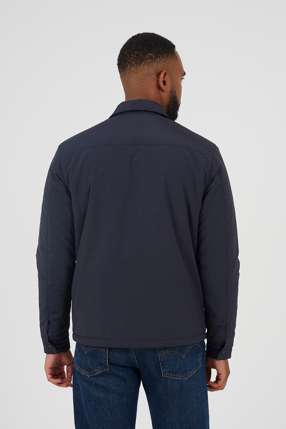Brave Soul Navy Borg Lined Zip-Up Shacket - Navy Image 2