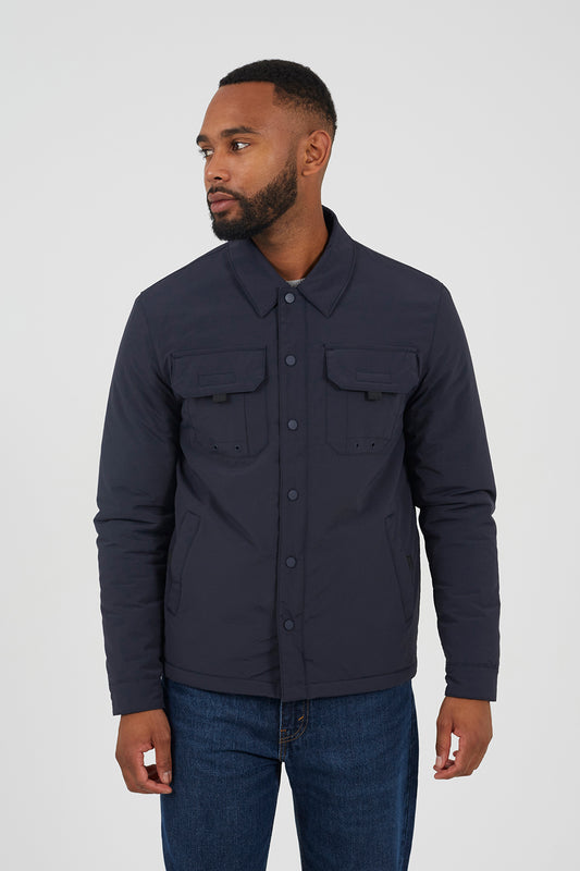 Brave Soul Navy Borg Lined Zip-Up Shacket - Navy Image 1