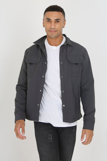 Brave Soul Charcoal Lightweight Shacket - Charcoal Image 1