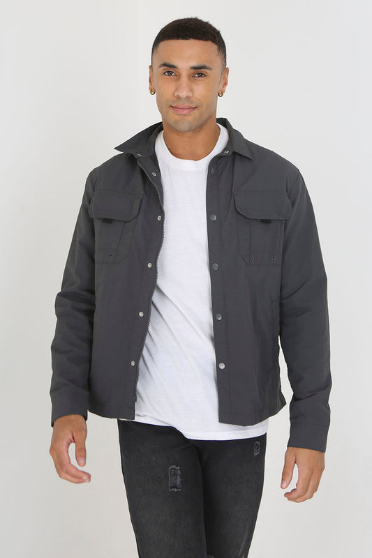 Brave Soul Charcoal Lightweight Shacket - Charcoal Image 1