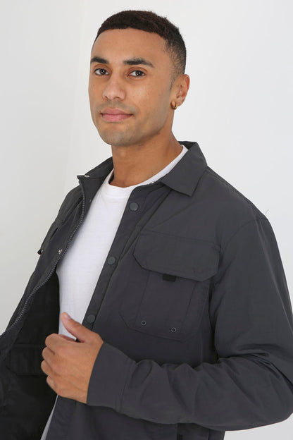 Brave Soul Charcoal Lightweight Shacket - Charcoal Image 2