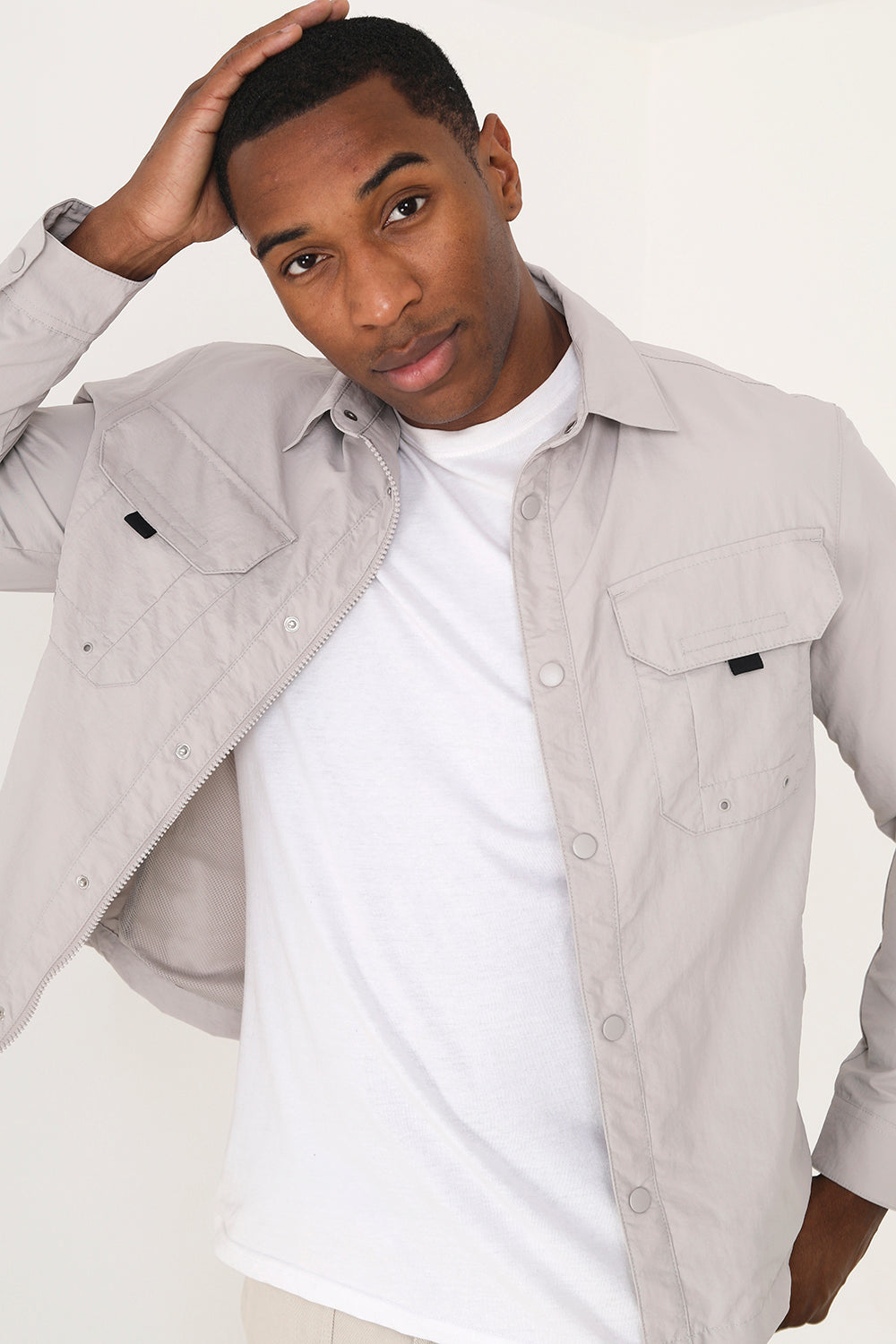 Brave Soul Grey Lightweight Shacket - Grey Image 2