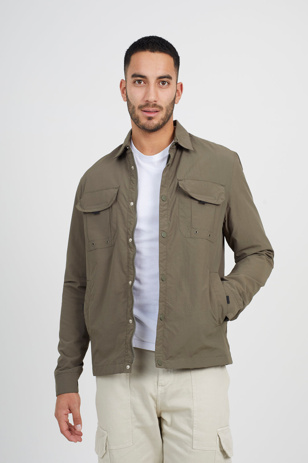 Brave Soul Khaki Lightweight Shacket - Khaki Image 1