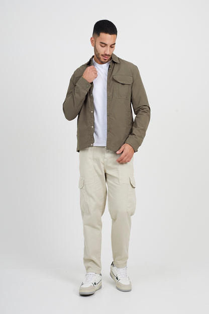 Brave Soul Khaki Lightweight Shacket - Khaki Image 3
