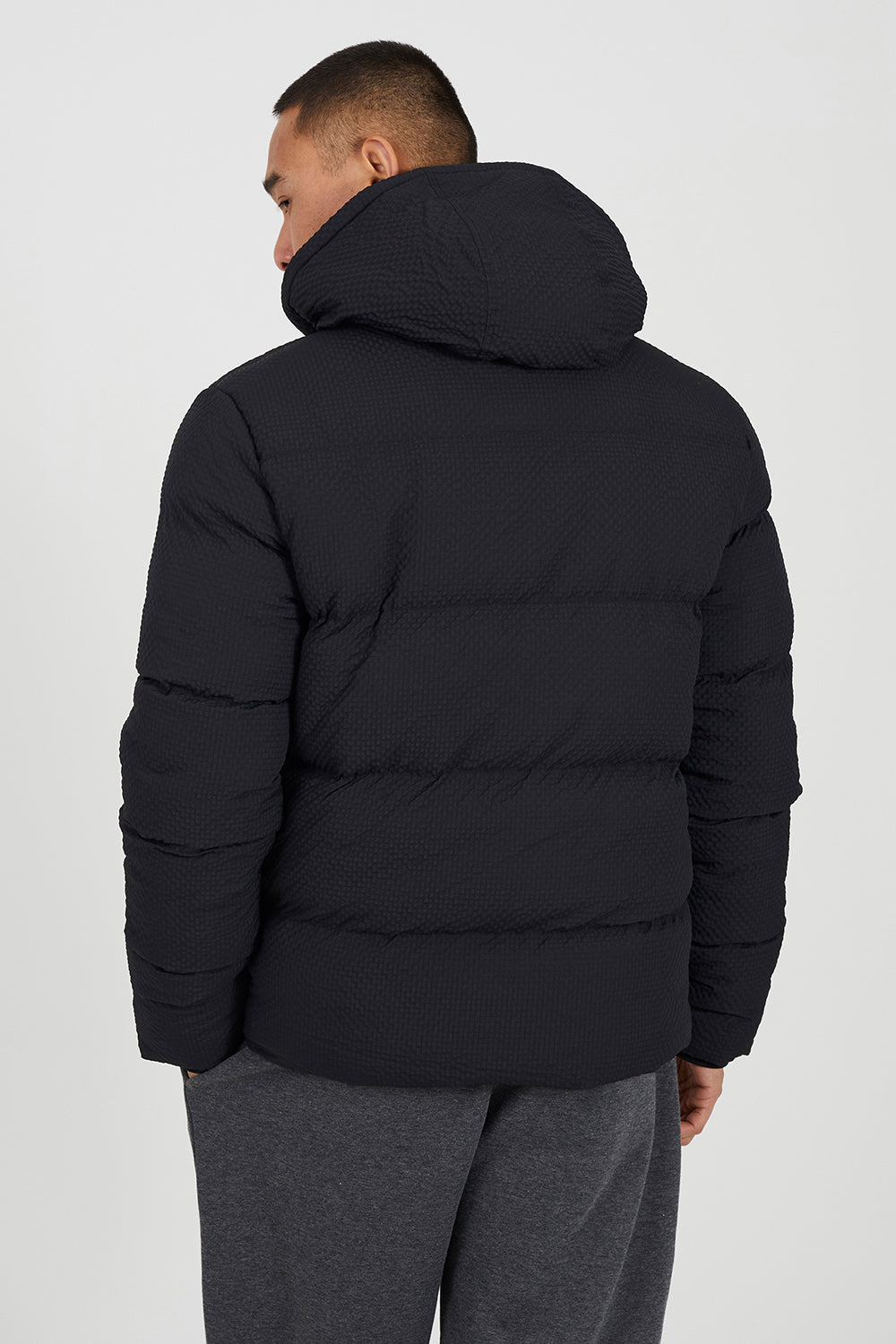 Brave Soul Black Textured Padded Jacket With Detachable Hood - Black Image 2