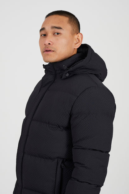 Brave Soul Black Textured Padded Jacket With Detachable Hood - Black Image 4
