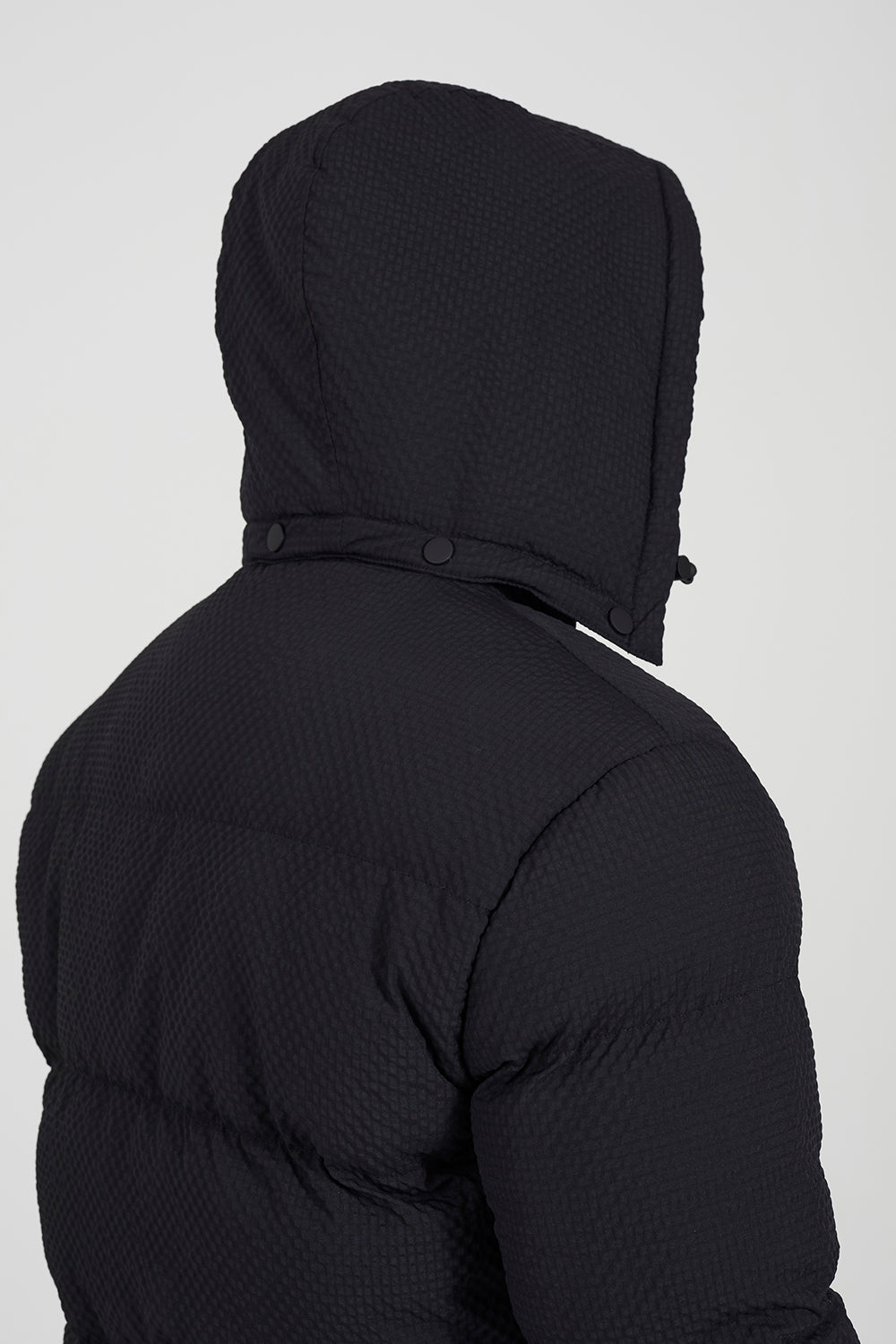 Brave Soul Black Textured Padded Jacket With Detachable Hood - Black Image 5