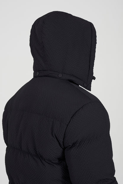 Brave Soul Black Textured Padded Jacket With Detachable Hood - Black Image 5