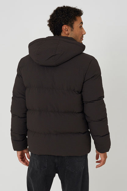 Brave Soul Brown Textured Padded Jacket With Detachable Hood - Brown Image 2