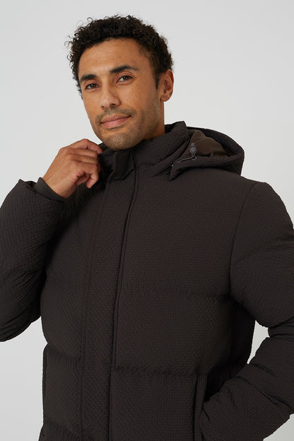 Brave Soul Brown Textured Padded Jacket With Detachable Hood - Brown Image 4