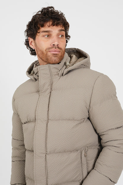Brave Soul Taupe Textured Padded Jacket With Detachable Hood - Taupe Image 4