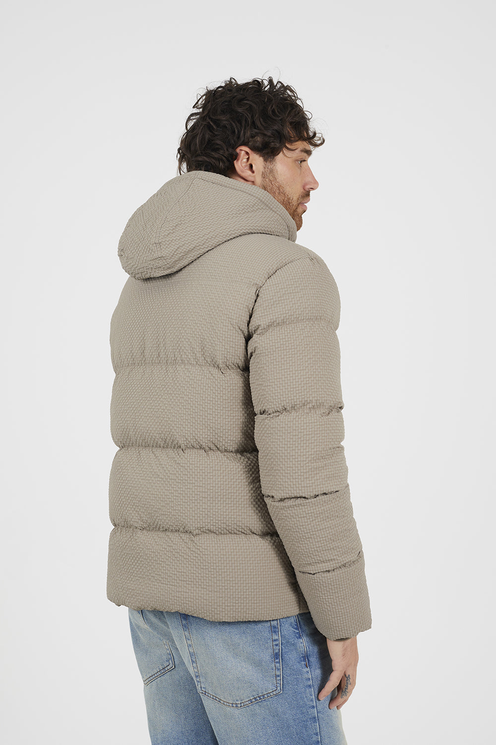 Brave Soul Taupe Hooded Padded Jacket - Taupe Image 2